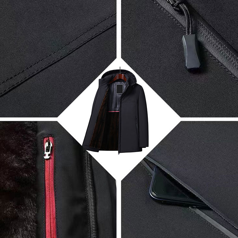 Parka mi-longue à capuche doublée peluche