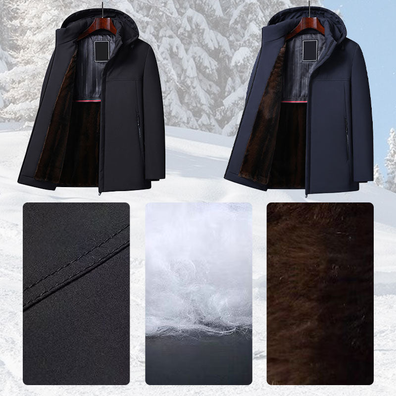 Parka mi-longue à capuche doublée peluche
