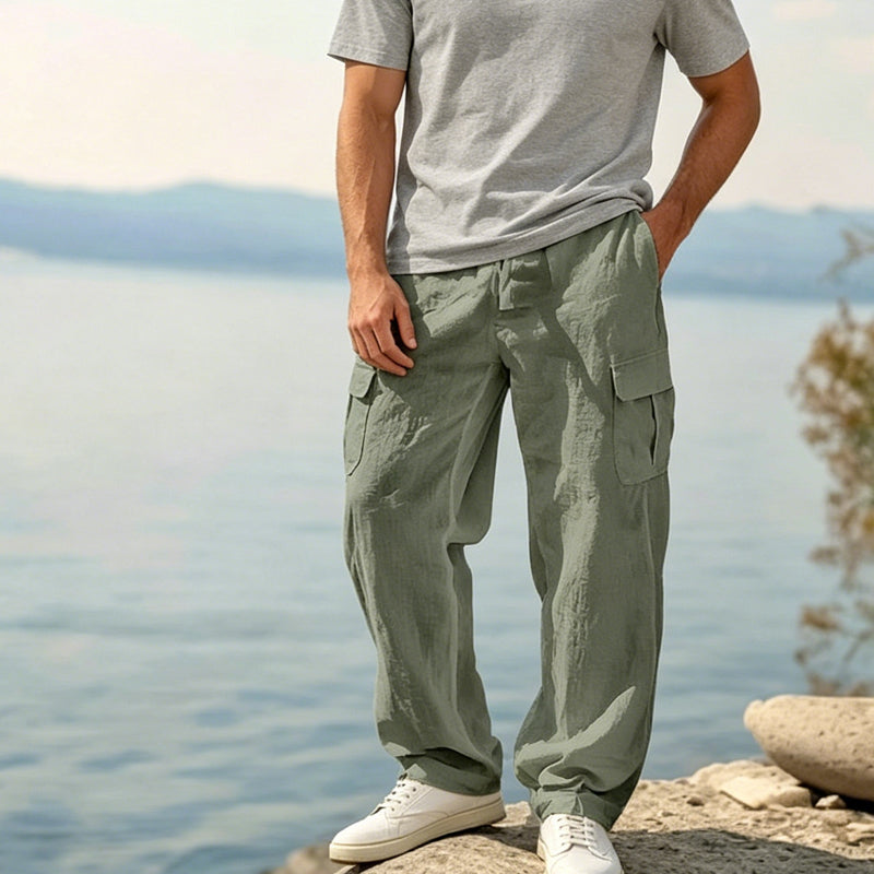 Pantalon cargo léger taille à cordon