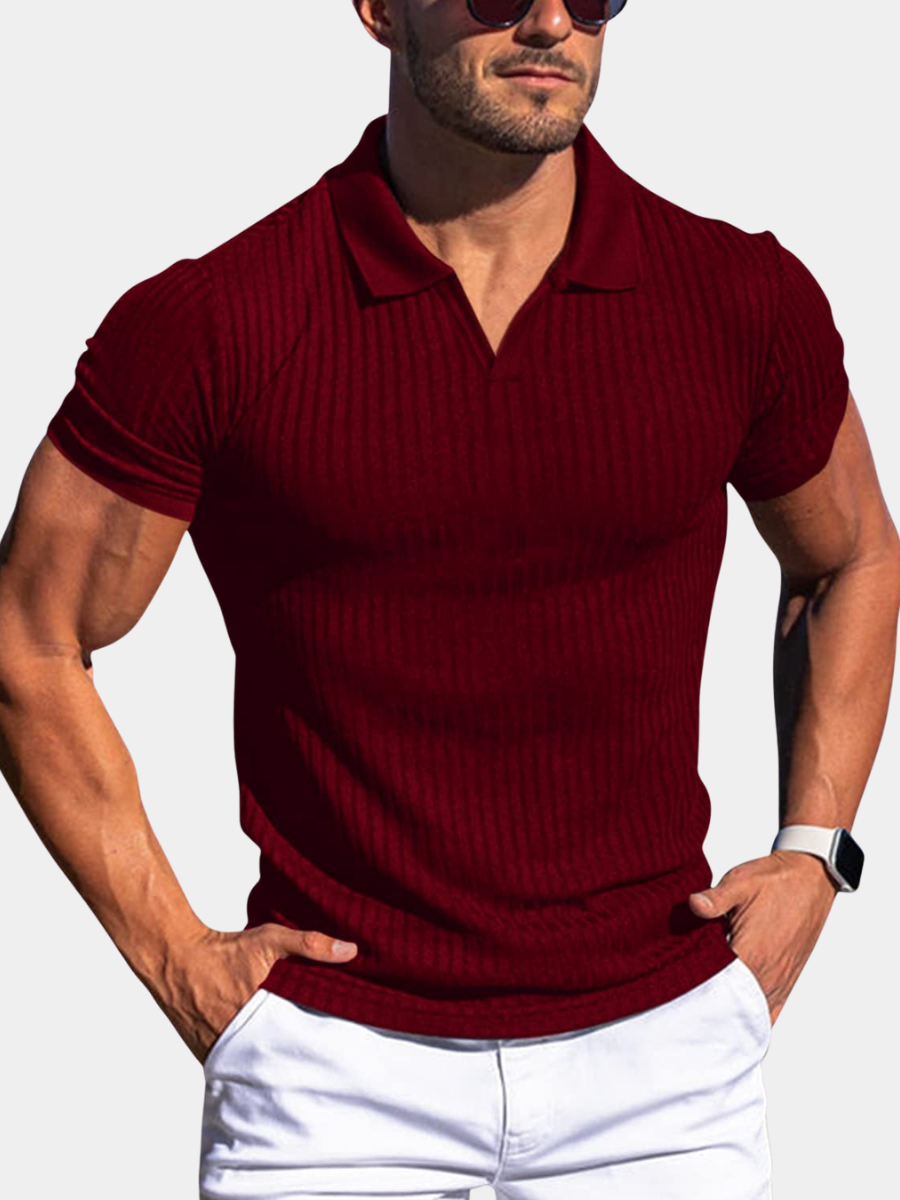 Polo texturé uni à manches courtes
