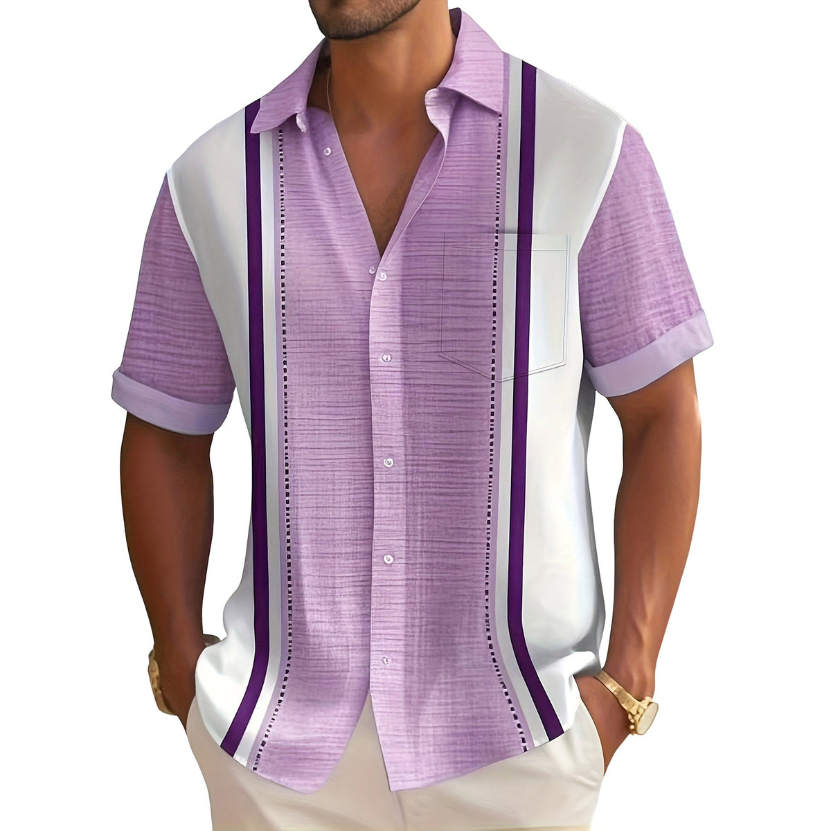 Chemise à rayures verticales texturée