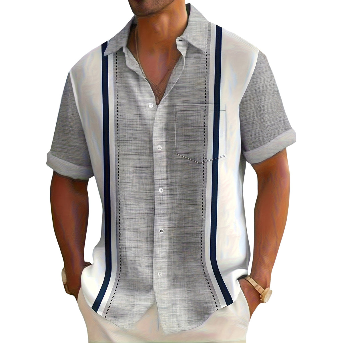 Chemise à rayures verticales texturée