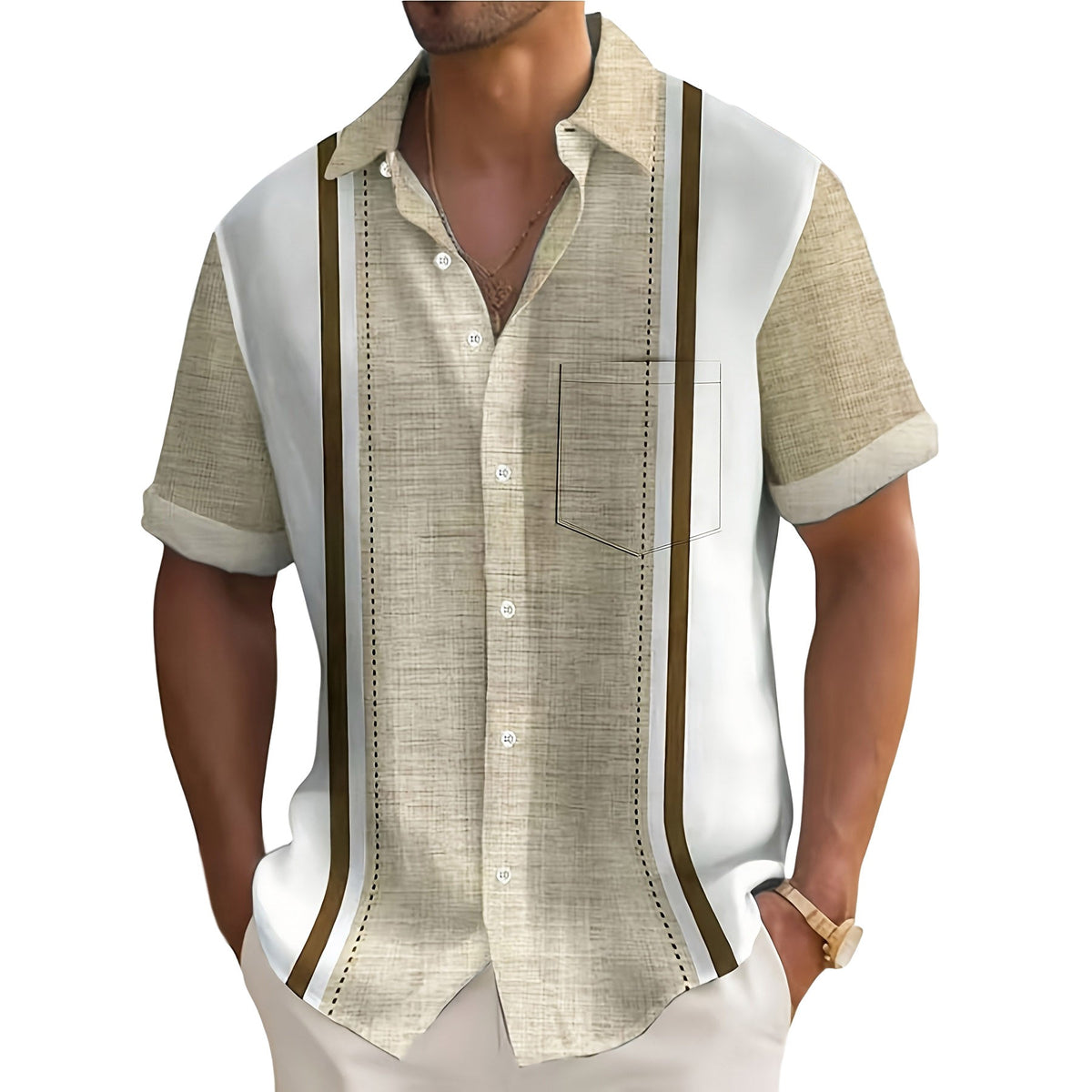 Chemise à rayures verticales texturée