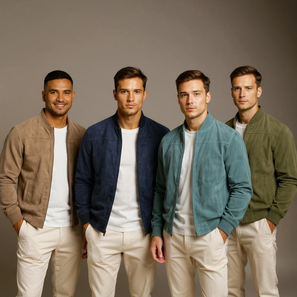 Veste bomber en cuir suédé coupe sportive classique homme – Gaujacq