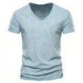T-shirt maille fine col V manches courtes au chic discret homme – Mollégès