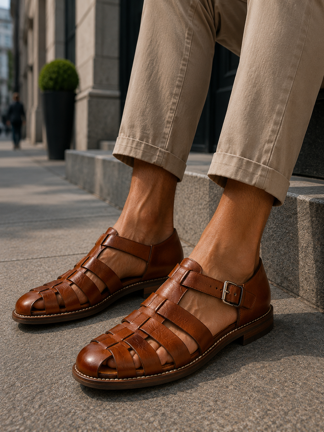 Sandales pêcheur à bout fermé en cuir style classique homme – Arsenal
