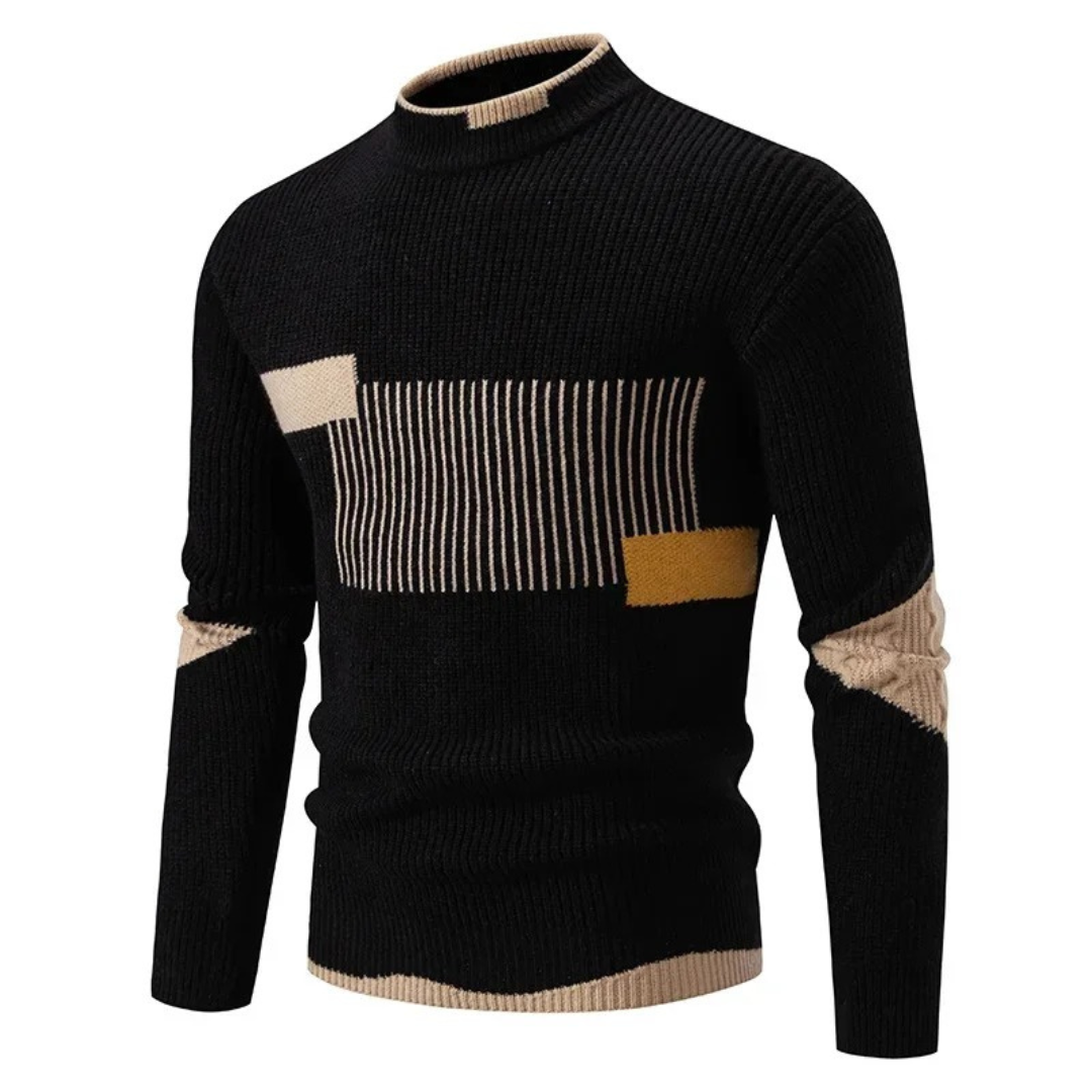 Pull maille côtelée à blocs de couleur