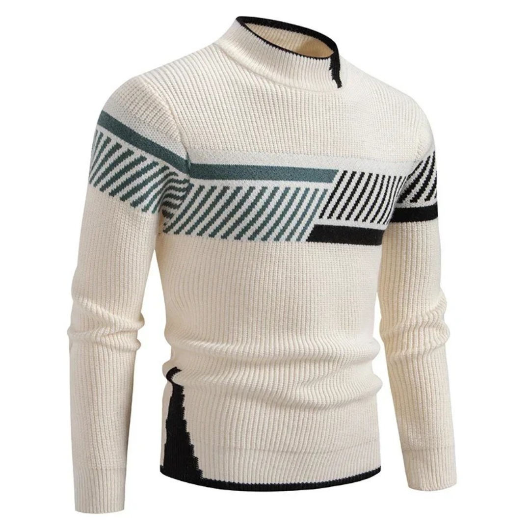 Pull maille côtelée à blocs de couleur