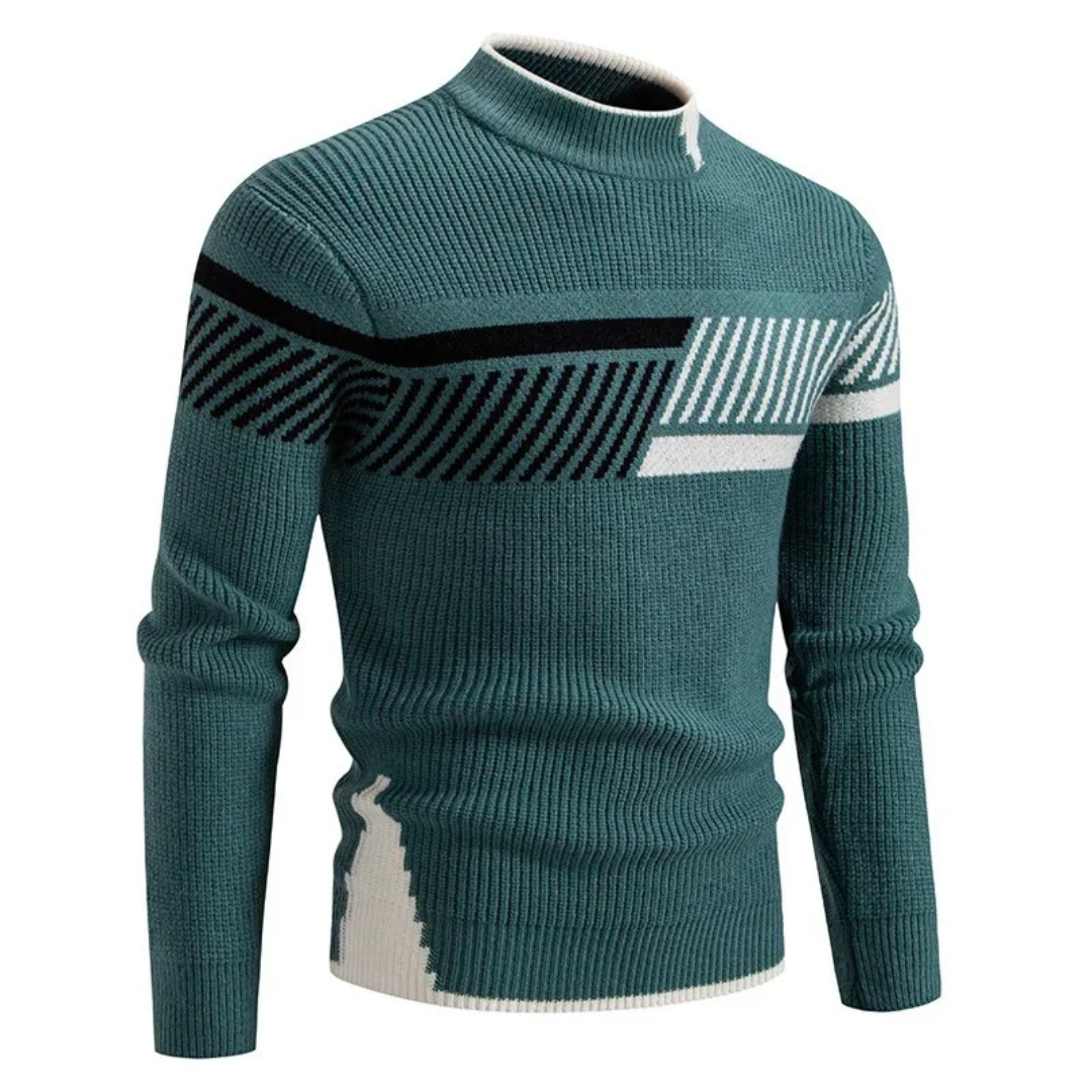 Pull maille côtelée à blocs de couleur