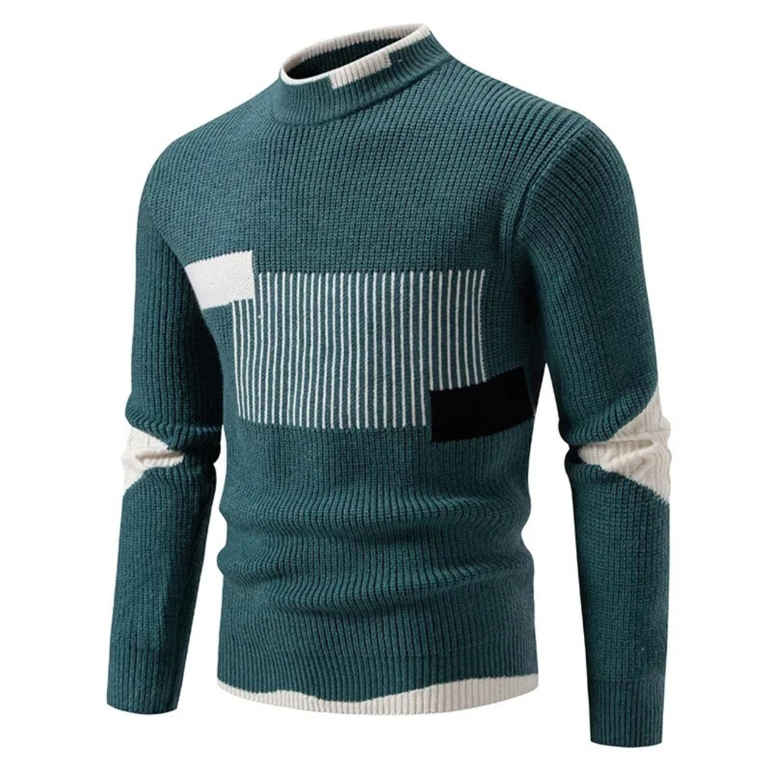 Pull maille côtelée à blocs de couleur