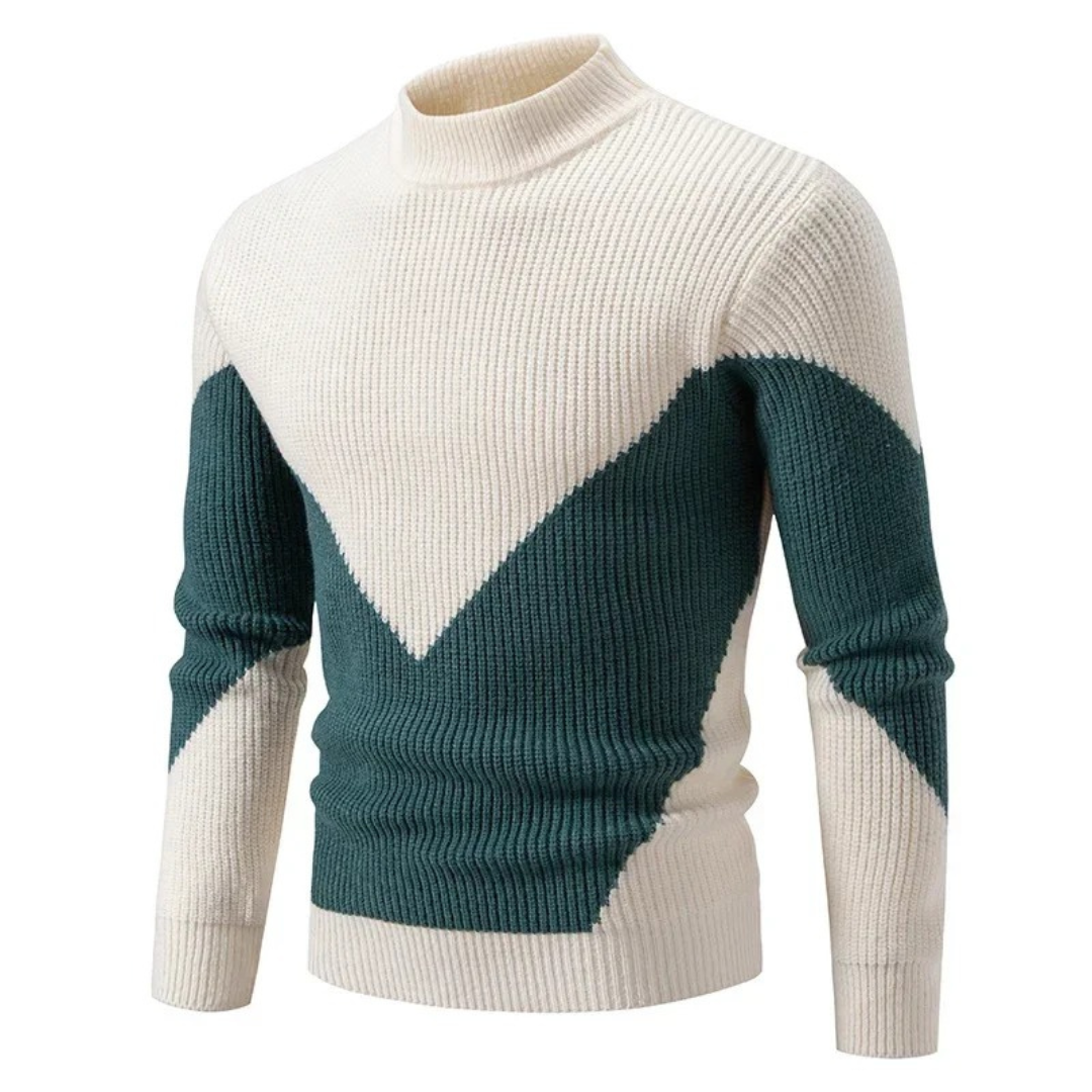 Pull maille côtelée à blocs de couleur