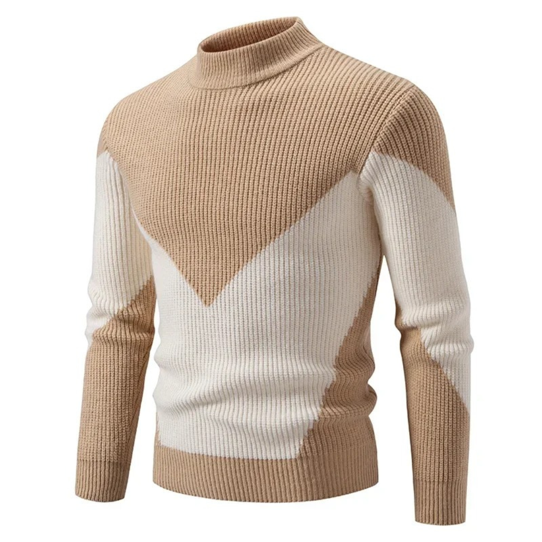 Pull maille côtelée à blocs de couleur