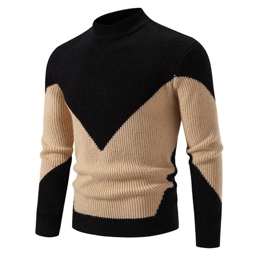 Pull maille côtelée à blocs de couleur