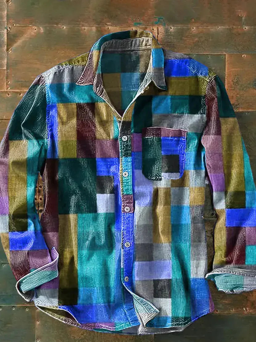Chemise imprimée manches longues décontractée homme – Villefranche
