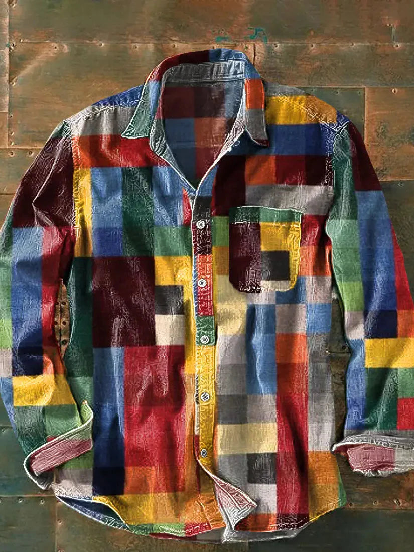 Chemise imprimée manches longues décontractée homme – Villefranche
