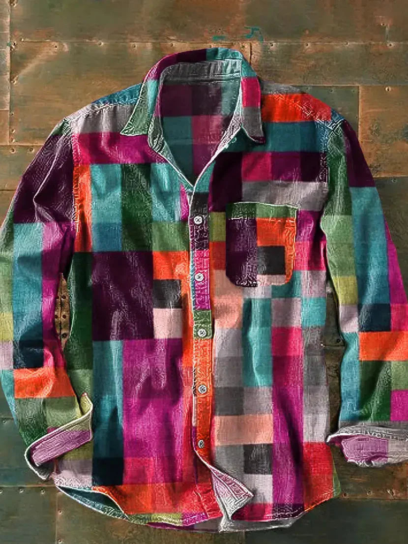 Chemise imprimée manches longues décontractée homme – Villefranche