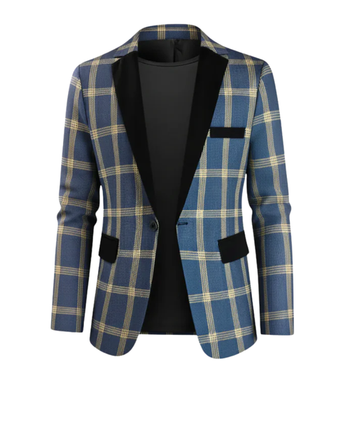 Blazer à carreaux revers noirs contrastants