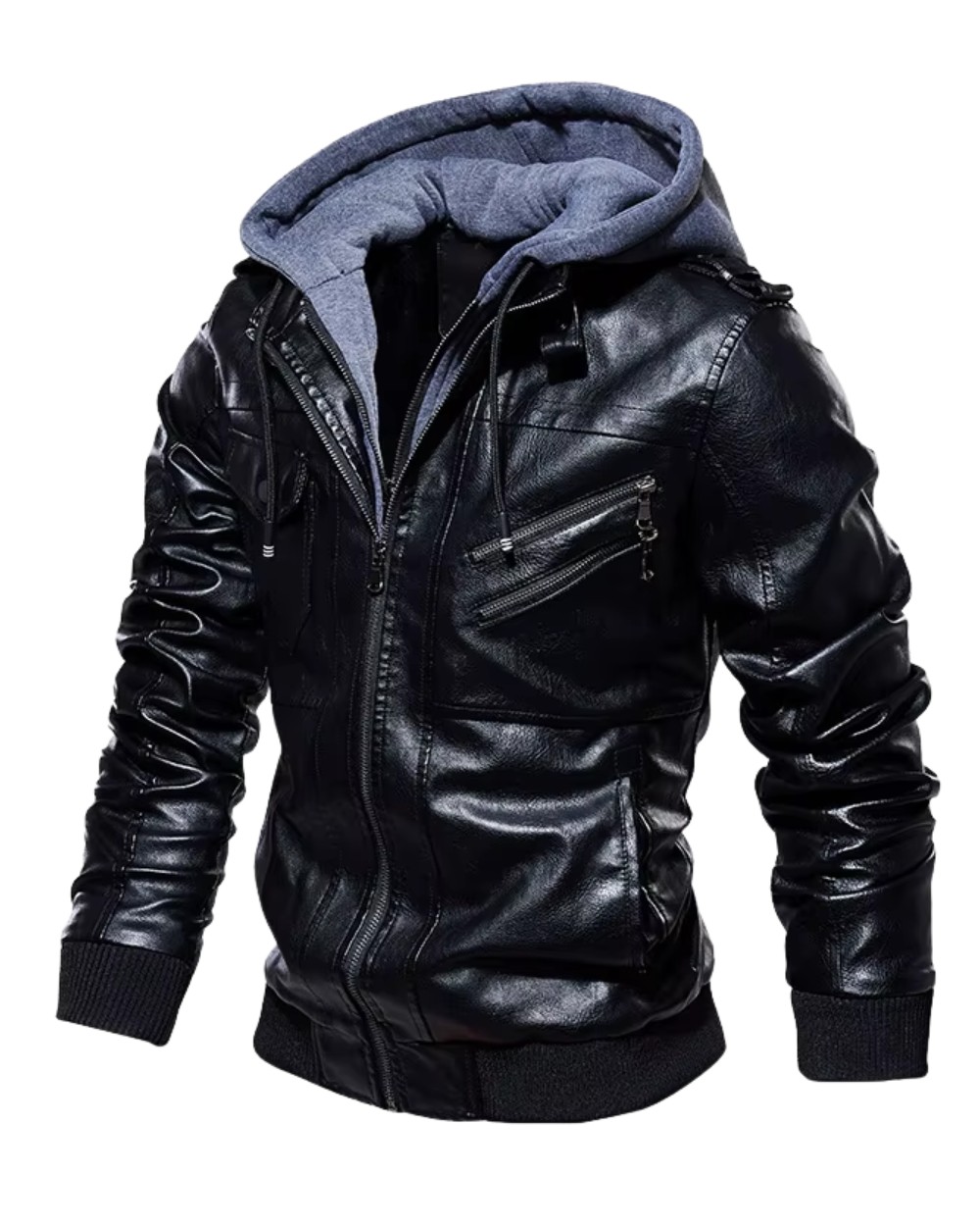 Veste effet cuir à capuche