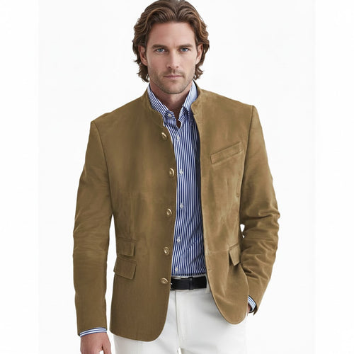 Blazer aspect daim à boutonnage simple