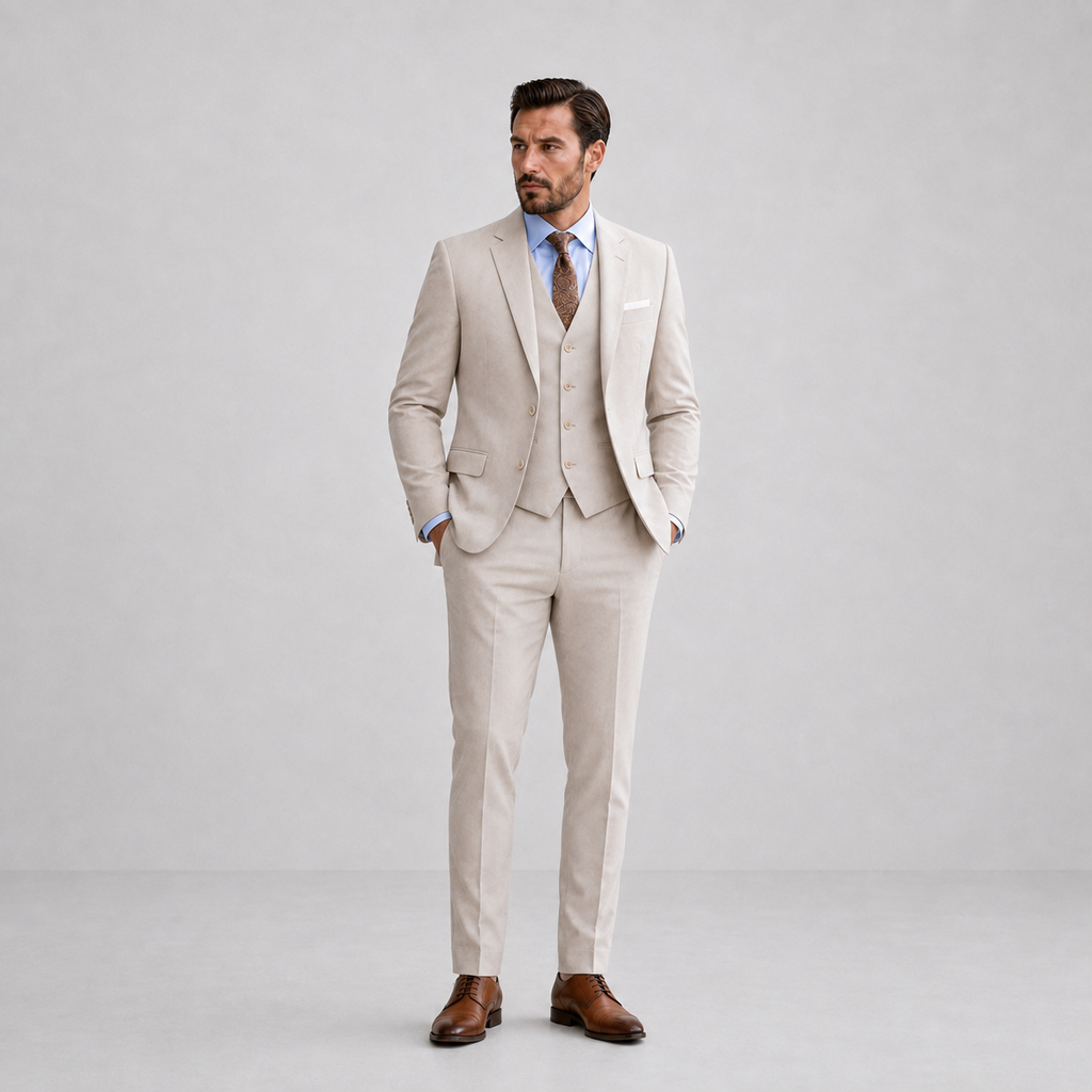 Costume trois pièces blazer gilet pantalon coupe ajustée homme – La Muette