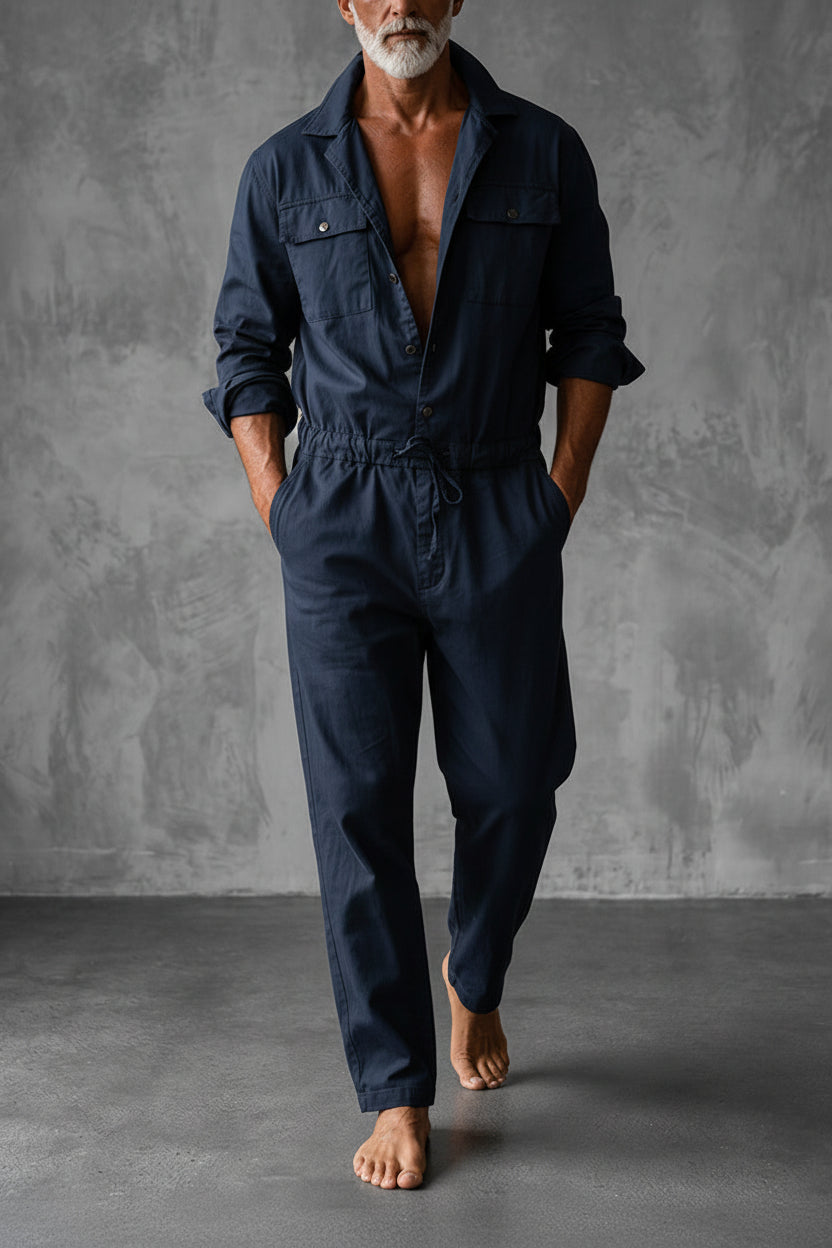 Combinaison utilitaire boutonnée à cordon de serrage poches cargo homme – Rothéneuf