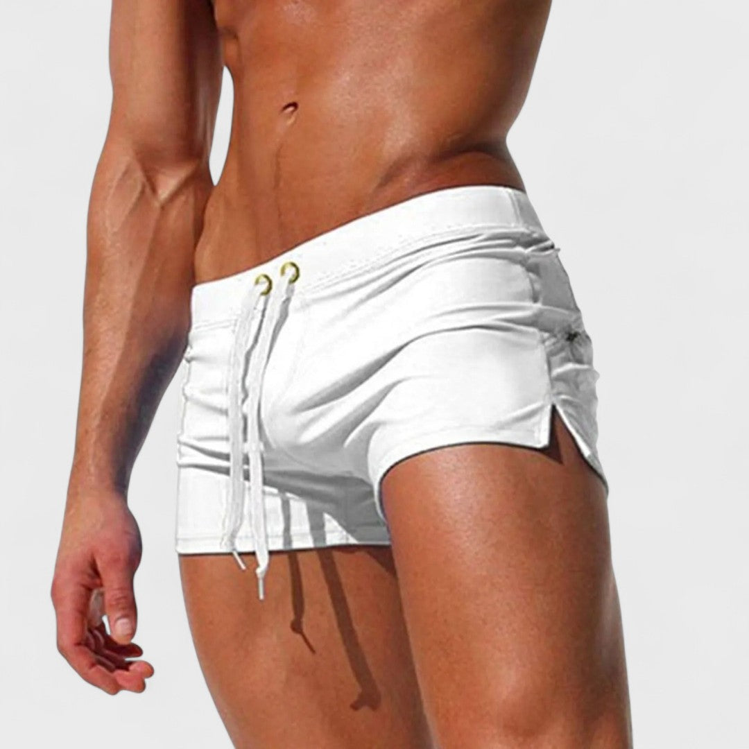 Short de bain uni à cordon