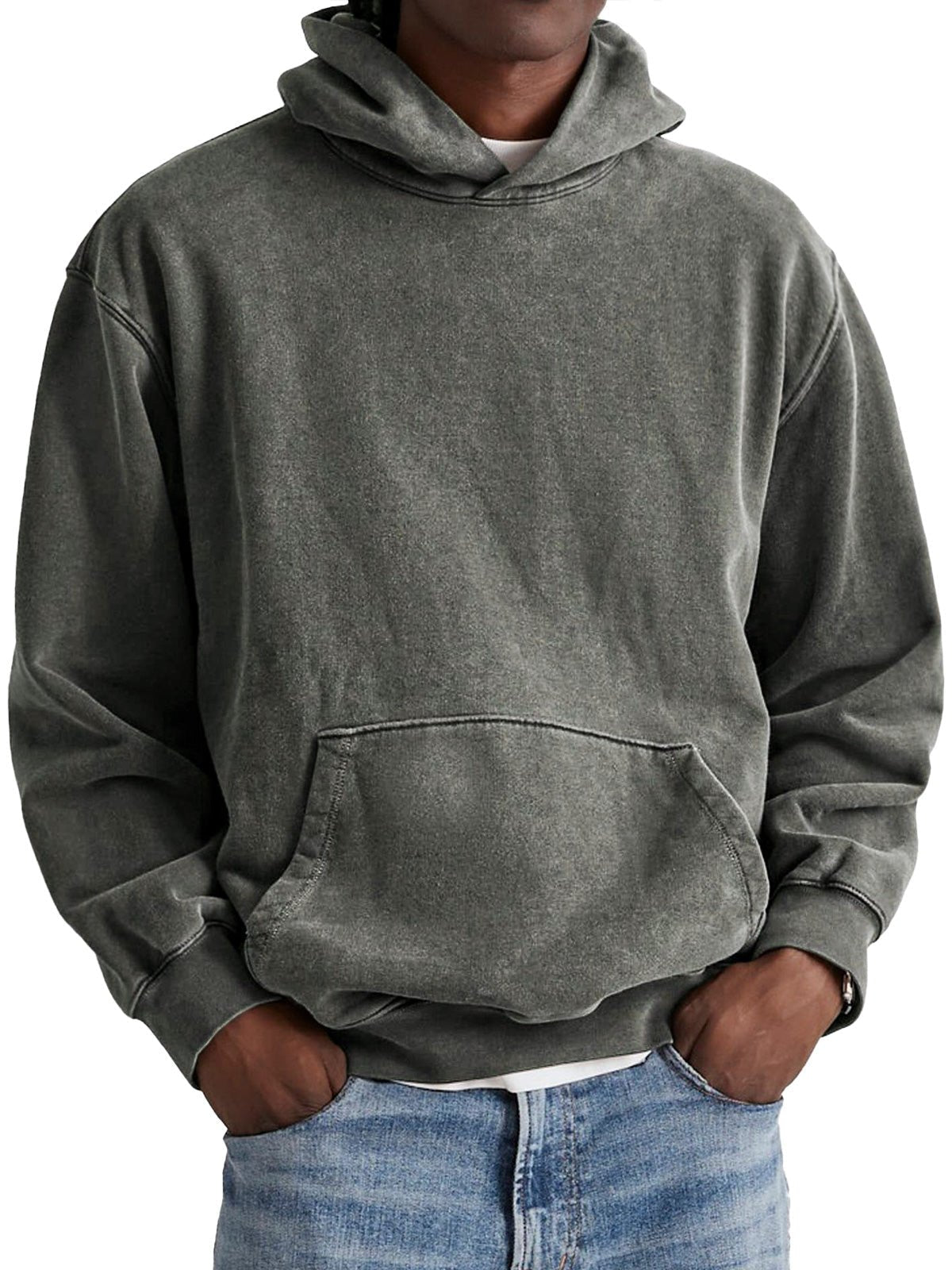Sweat à capuche délavé poche kangourou
