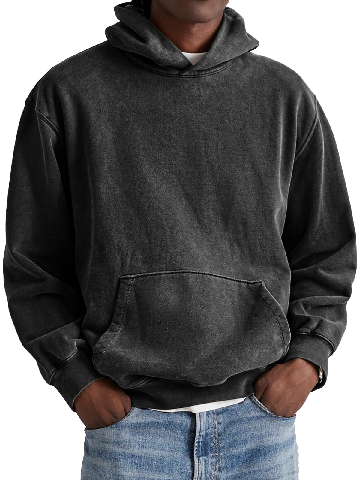 Sweat à capuche délavé poche kangourou