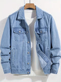 Veste en jean boutonnée à col classique coupe droite homme – Pessac