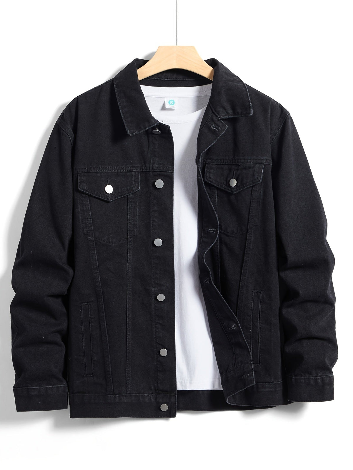 Veste en jean boutonnée à col classique coupe droite homme – Pessac