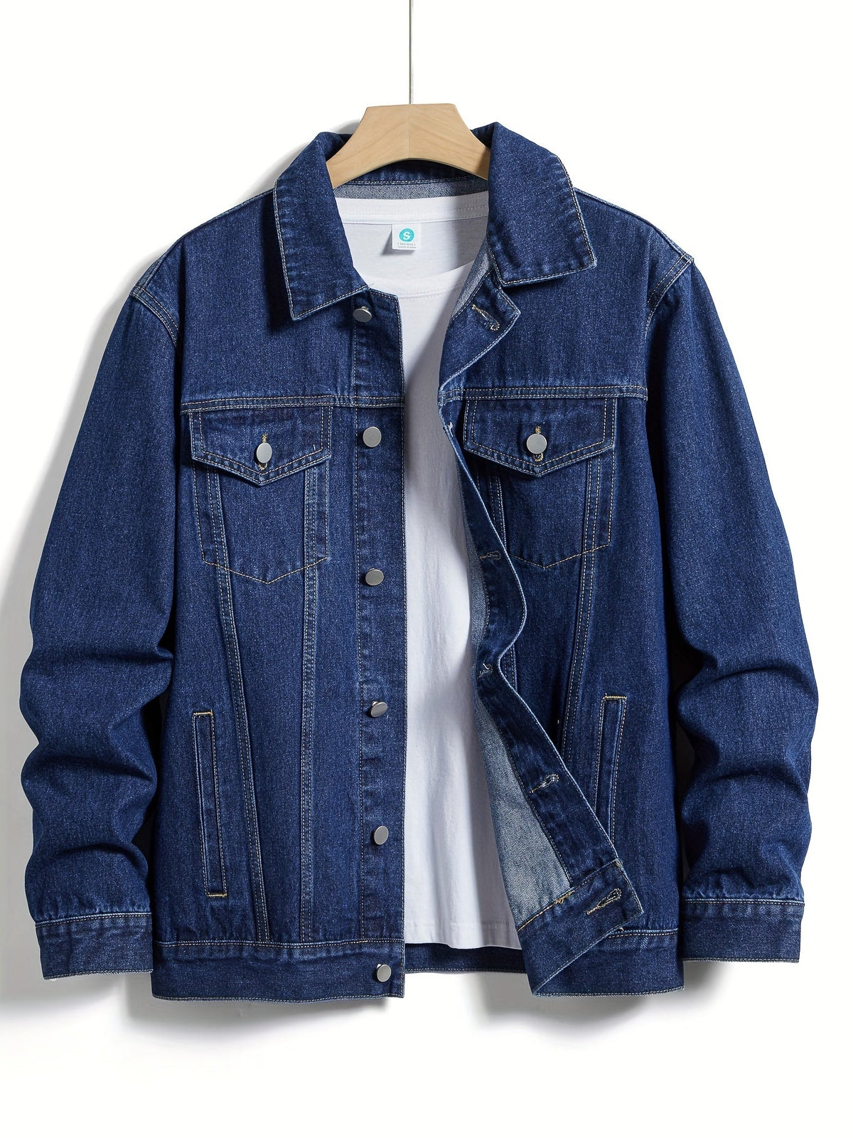 Veste en jean boutonnée à col classique coupe droite homme – Pessac