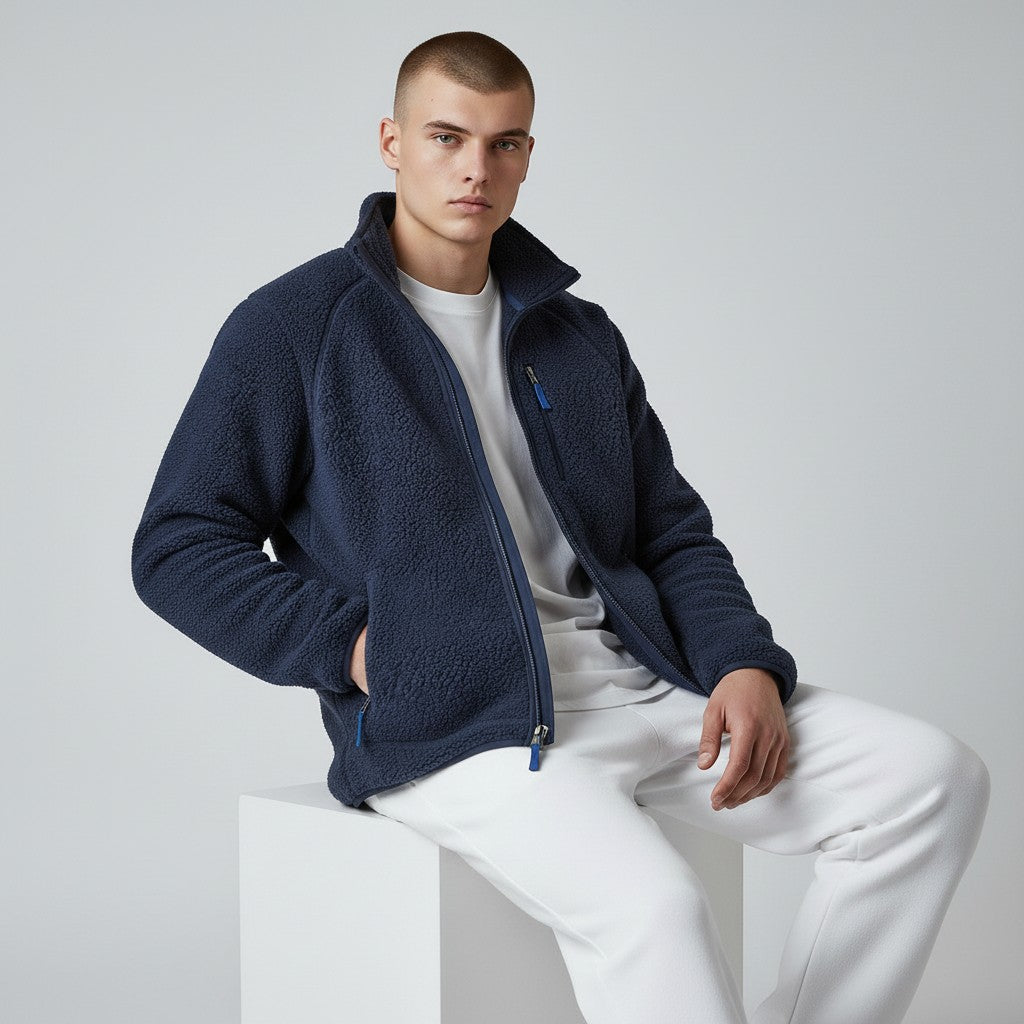 Veste polaire effet sherpa zippée à col montant