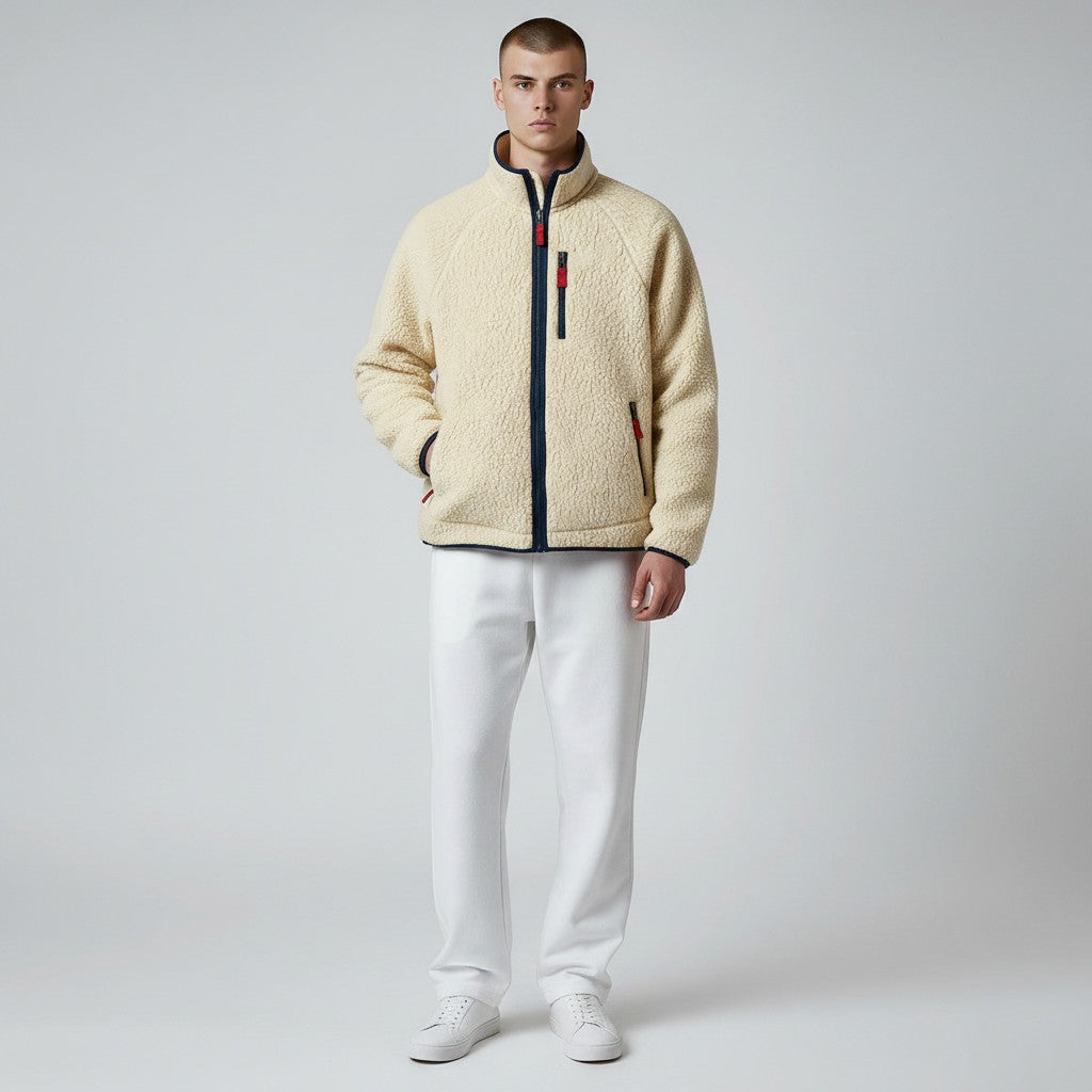 Veste polaire effet sherpa zippée à col montant