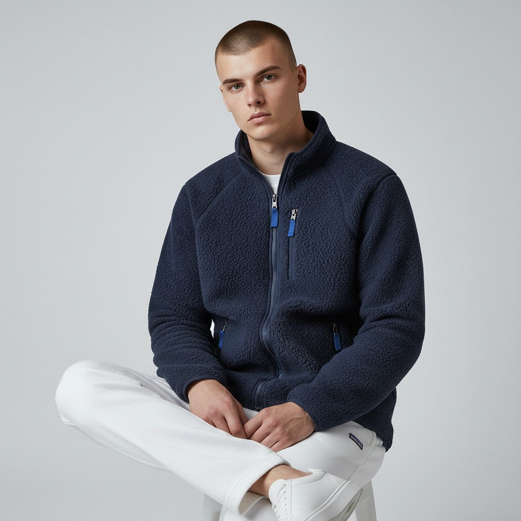 Veste polaire effet sherpa zippée à col montant