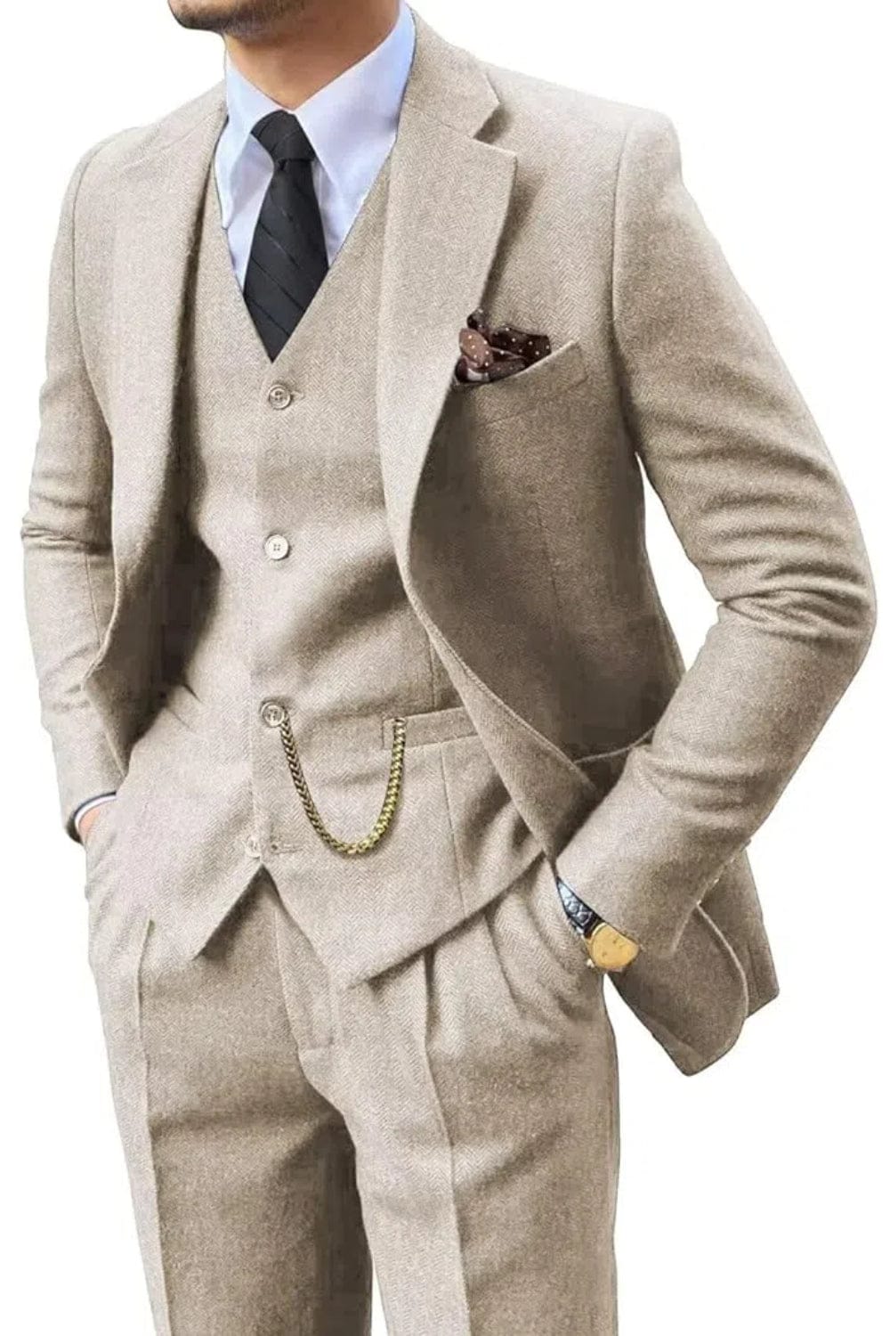 Costume à chevrons deux pièces au chic discret homme – Saint-Tropez