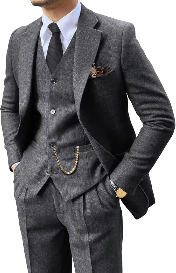 Costume à chevrons deux pièces au chic discret homme – Saint-Tropez