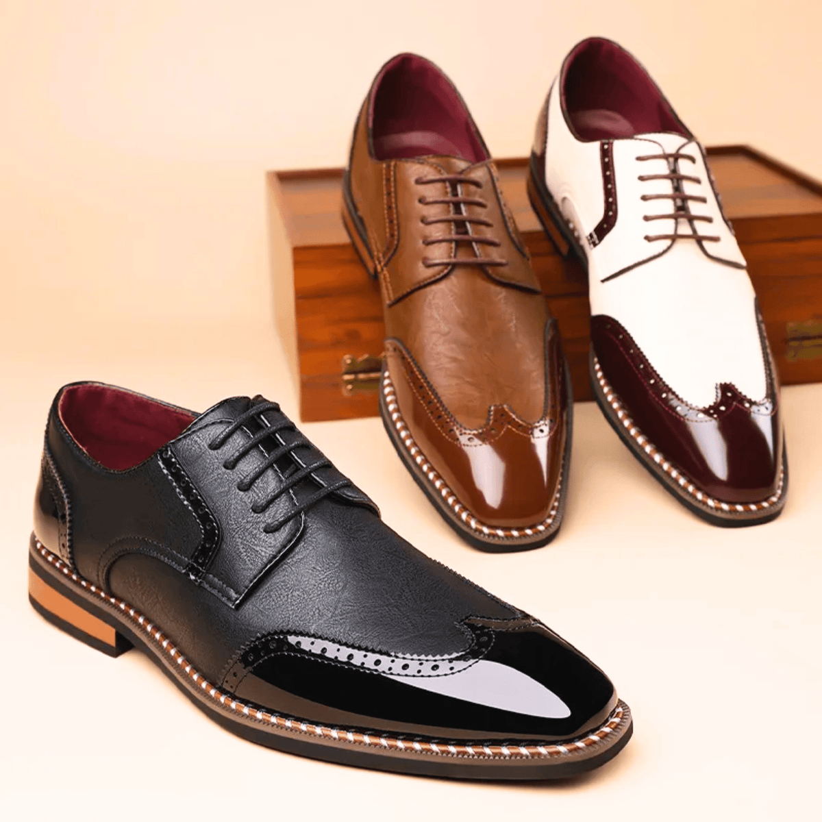 Chaussures richelieu bicolores à lacets