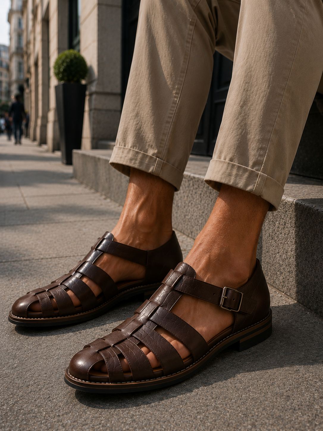 Sandales pêcheur à bout fermé en cuir style classique homme – Arsenal