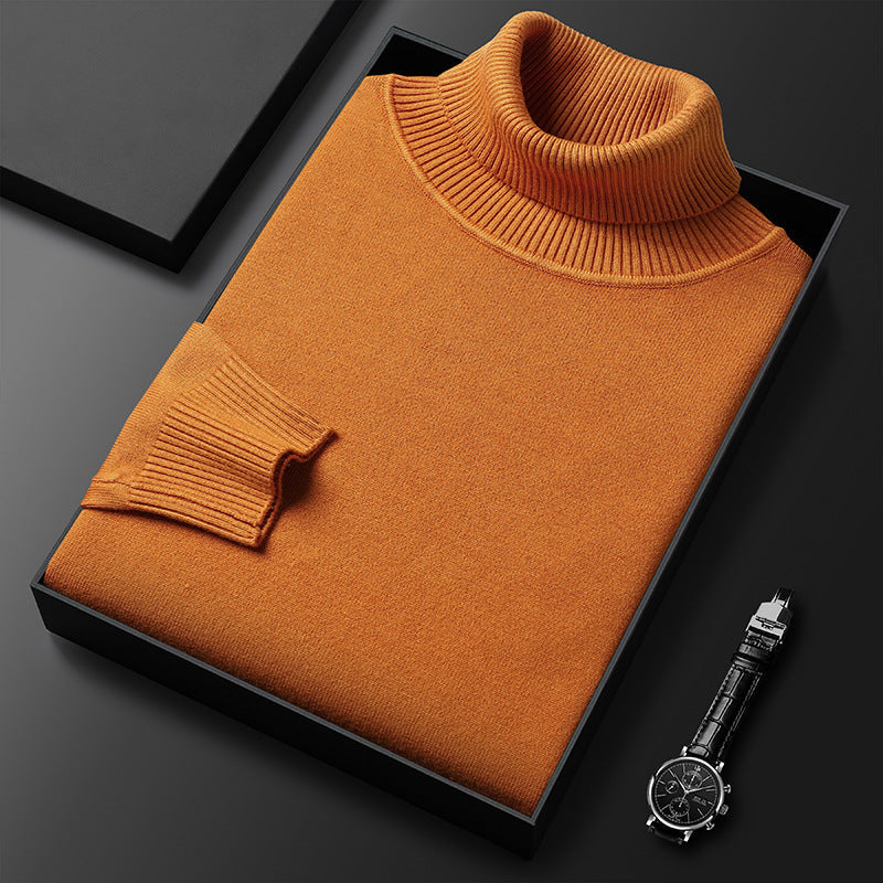 Pull col roulé maille fine mélange cachemire côtelé homme – Vosne