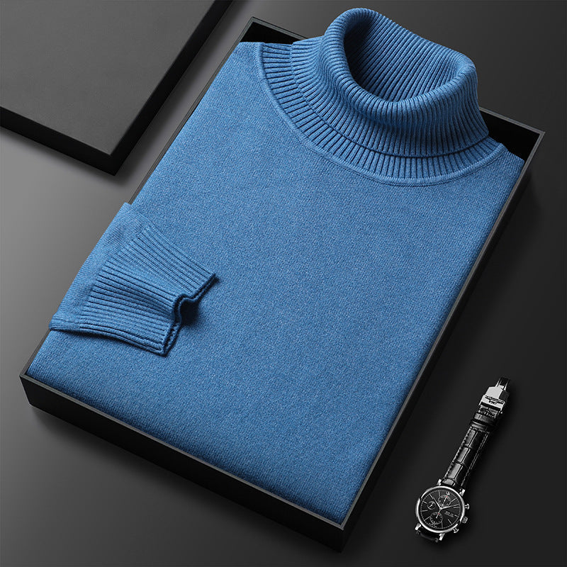 Pull col roulé maille fine mélange cachemire côtelé homme – Vosne