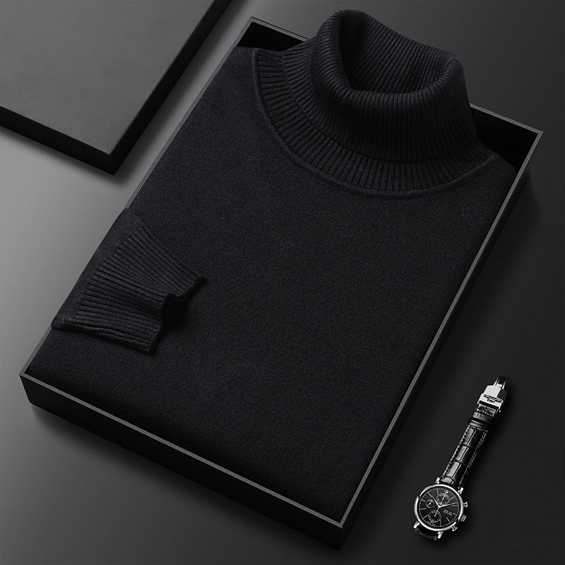 Pull col roulé maille fine mélange cachemire côtelé homme – Vosne