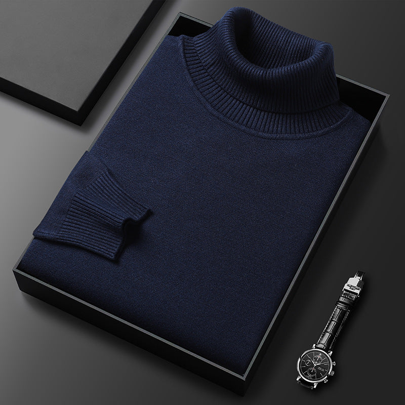 Pull col roulé maille fine mélange cachemire côtelé homme – Vosne