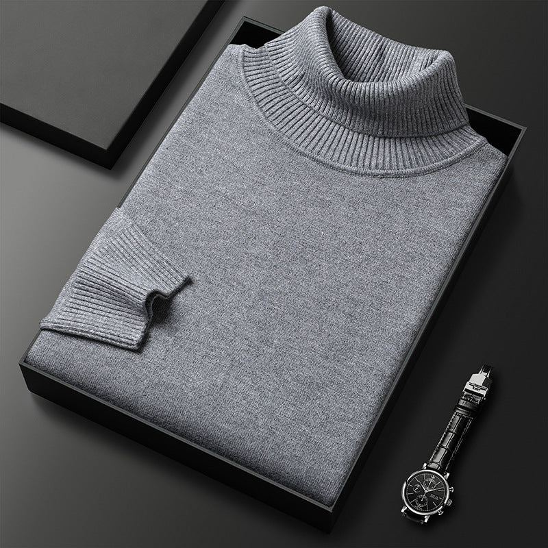Pull col roulé maille fine mélange cachemire côtelé homme – Vosne