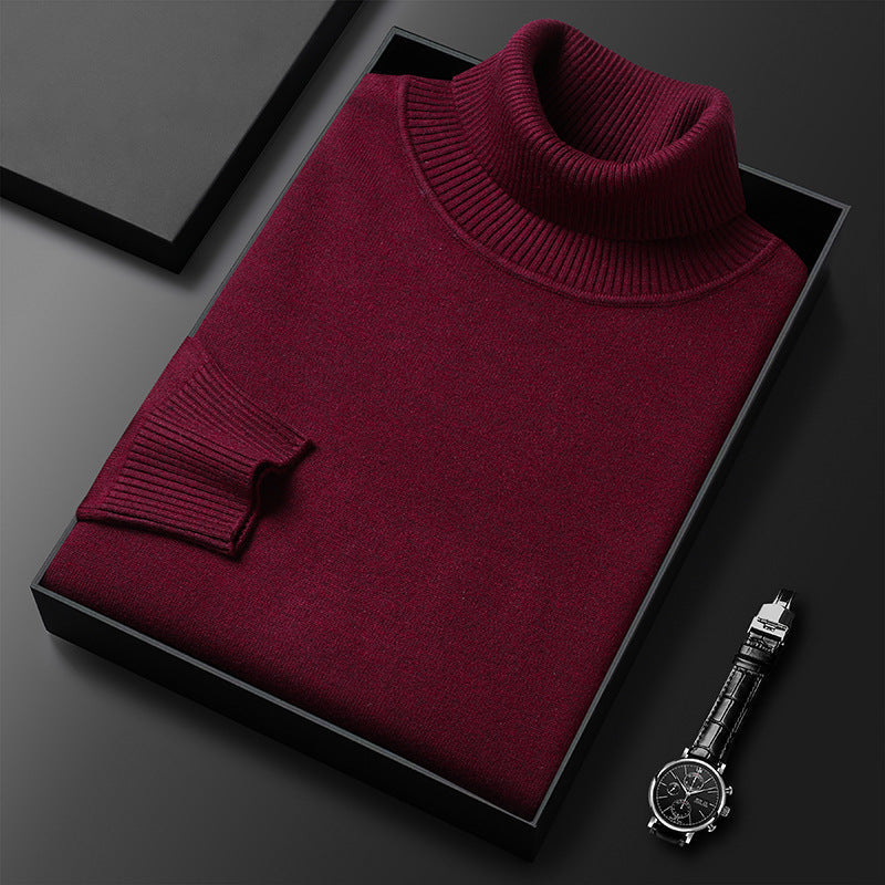 Pull col roulé maille fine mélange cachemire côtelé homme – Vosne