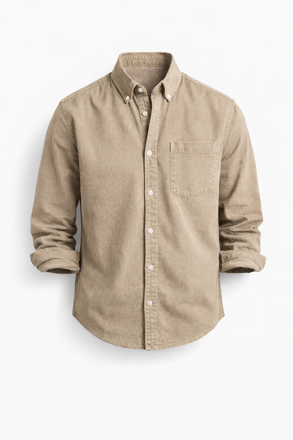 Chemise boutonnée coupe classique à la finition soignée homme – Sable