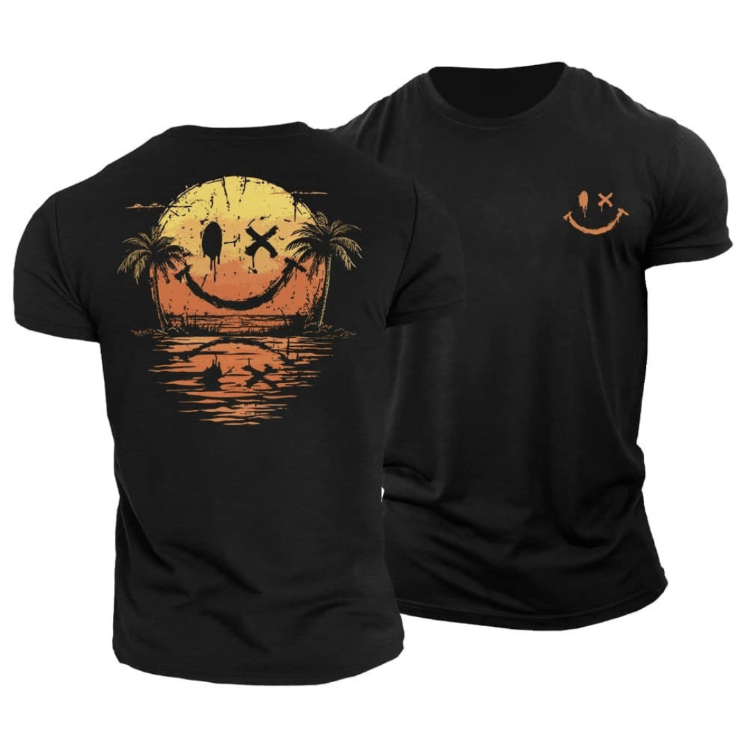 T-shirt à illustration de palmiers au dos