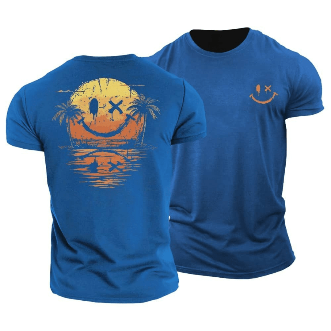T-shirt à illustration de palmiers au dos