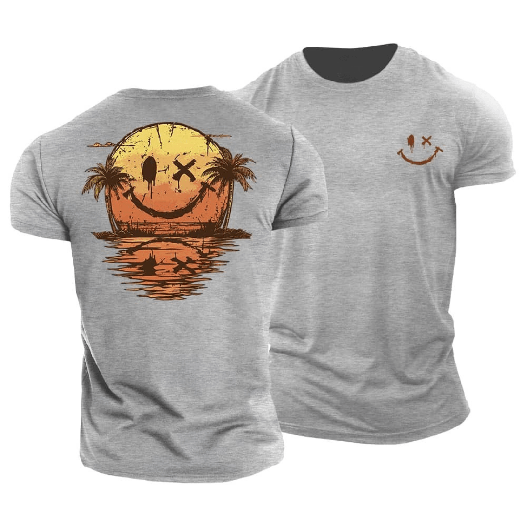 T-shirt à illustration de palmiers au dos