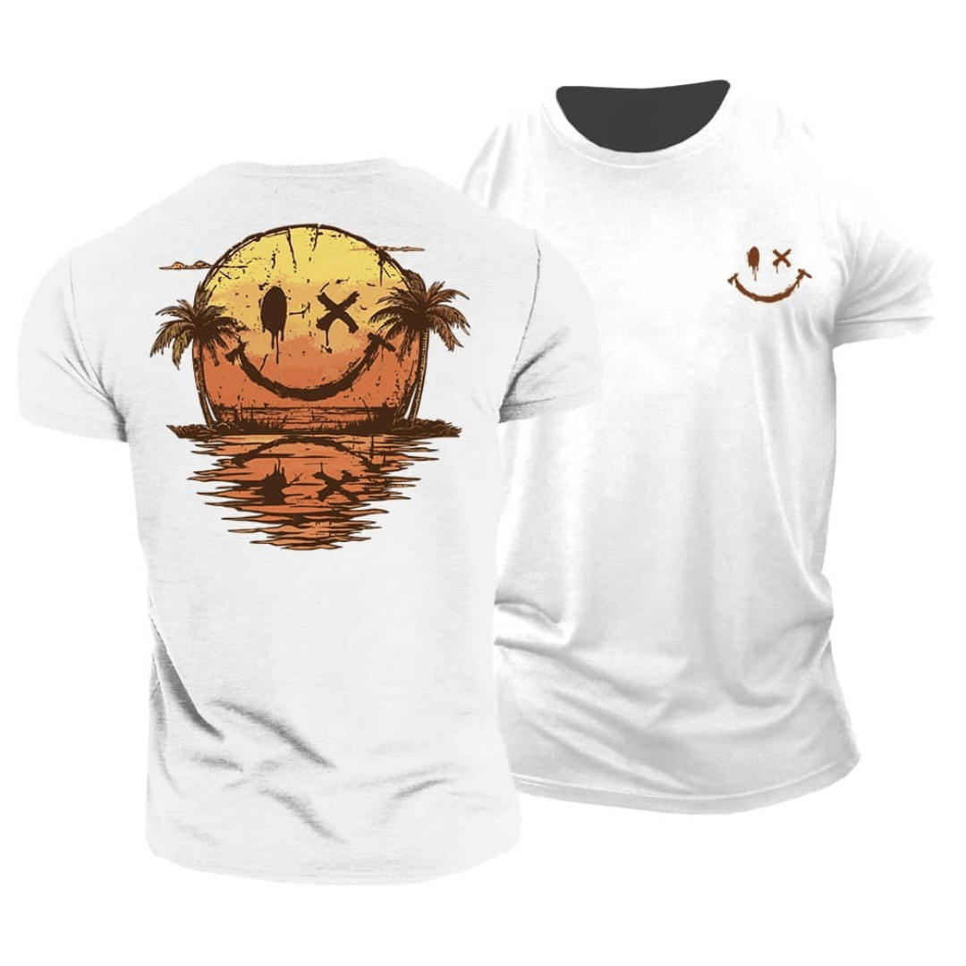 T-shirt à illustration de palmiers au dos