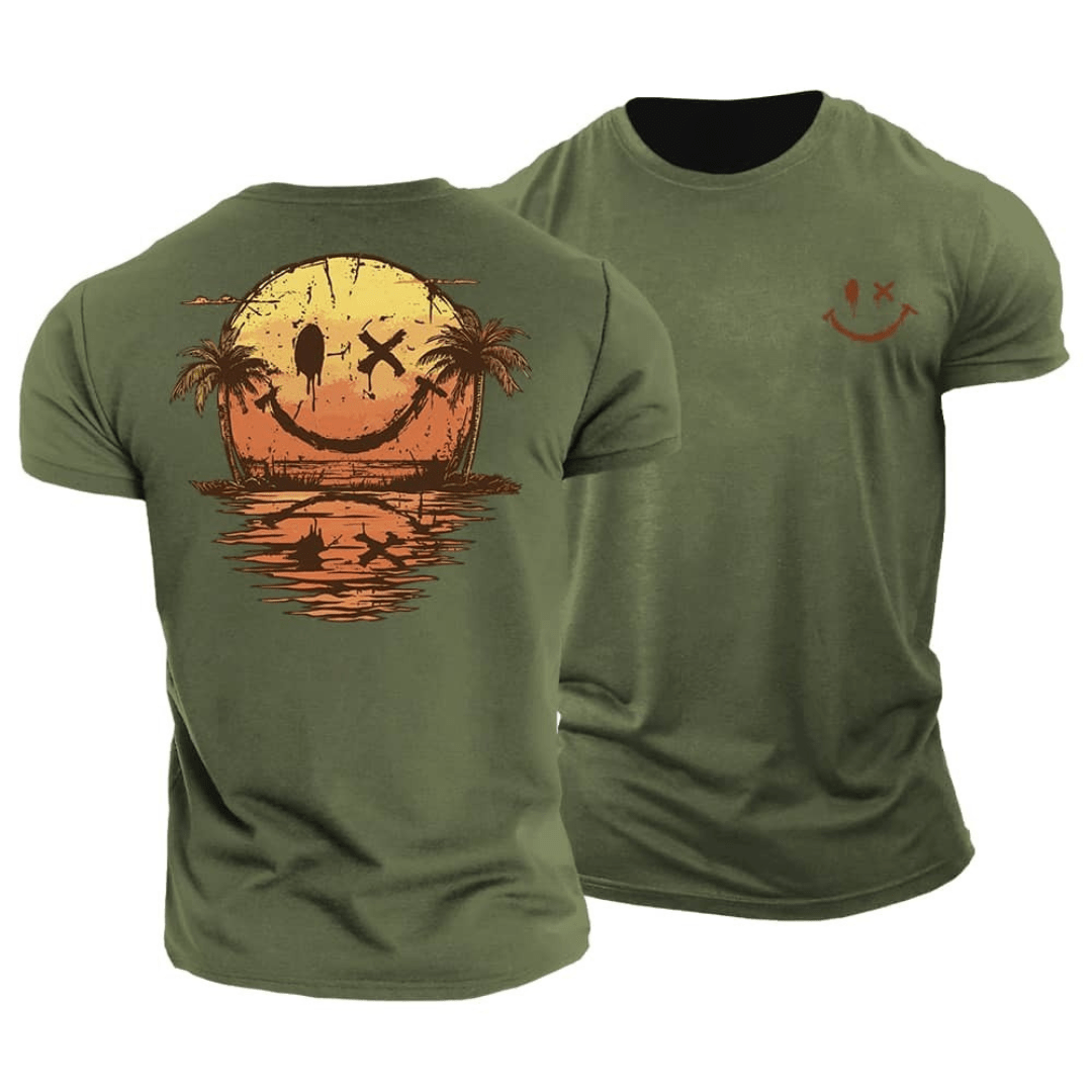 T-shirt à illustration de palmiers au dos